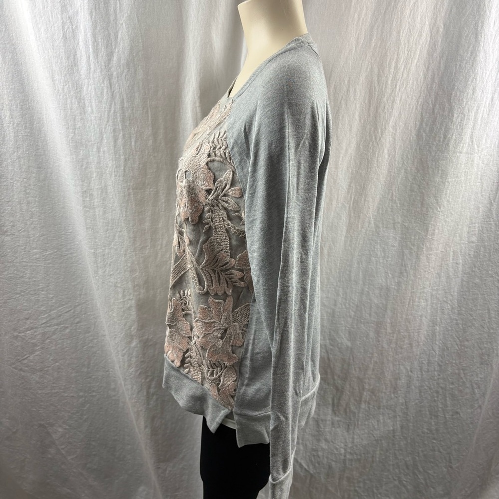 Anthropologie Eva Franco Manor Lace Appliqué Sweatshirt M - Picture 6 of 12